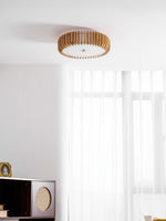 Oakflare Wood Slatted Ceiling Light – Modern Warm LED Flush Mount