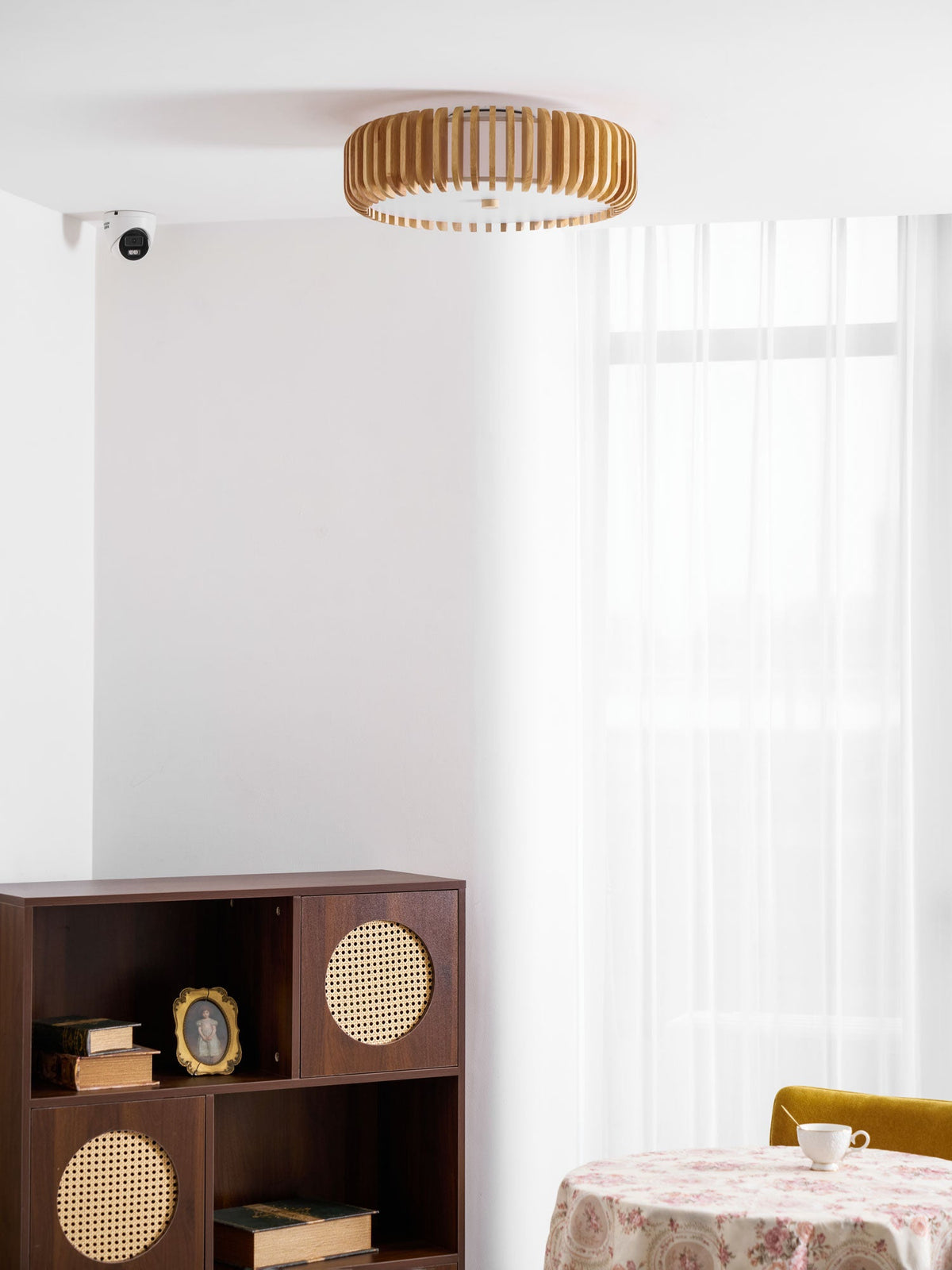 Oakflare Wood Slatted Ceiling Light – Modern Warm LED Flush Mount