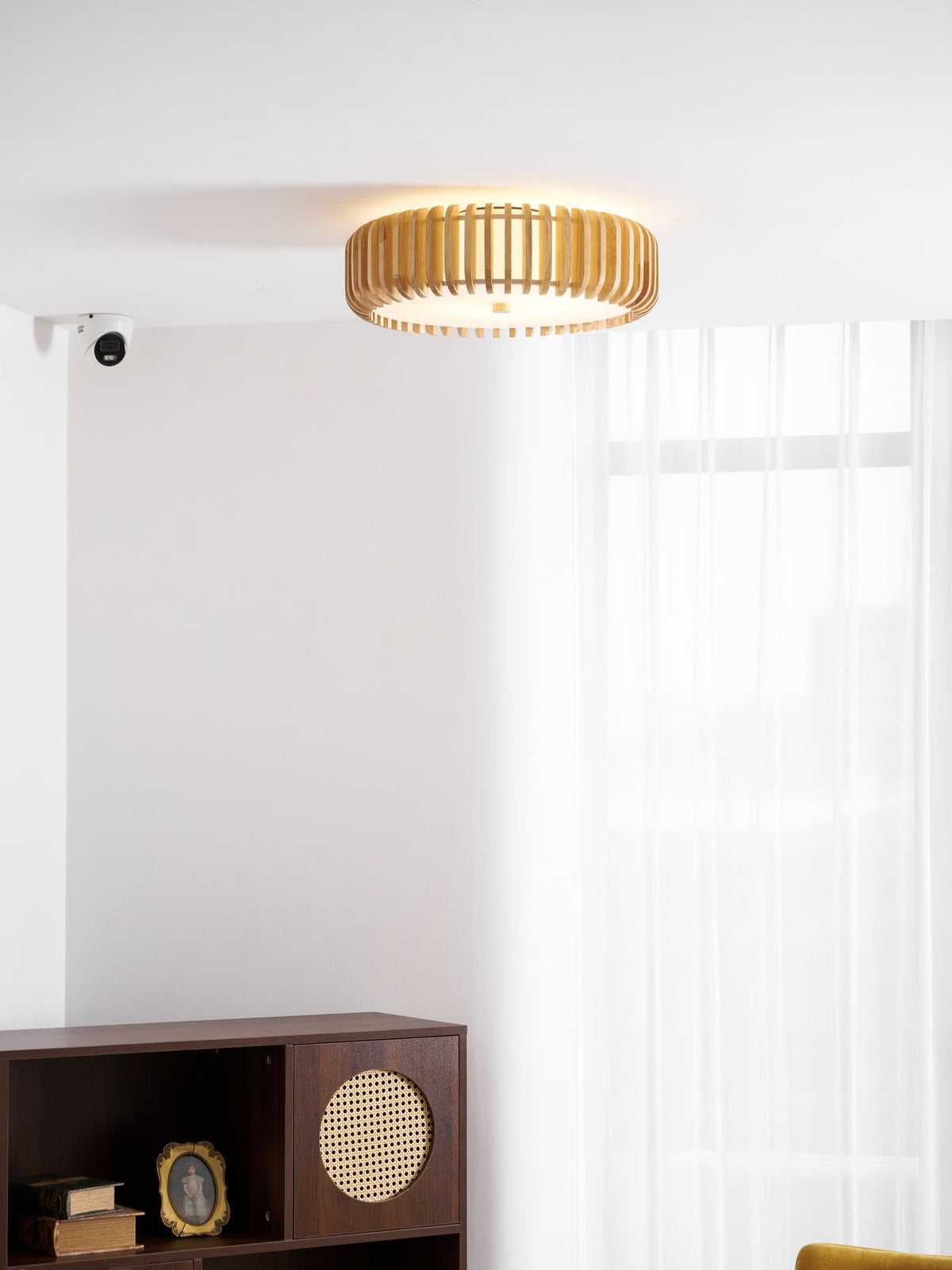 Oakflare Wood Slatted Ceiling Light – Modern Warm LED Flush Mount