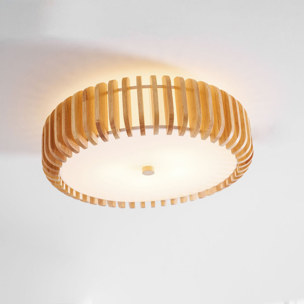 Oakflare Wood Slatted Ceiling Light – Modern Warm LED Flush Mount