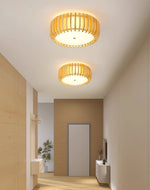 Oakflare Wood Slatted Ceiling Light – Modern Warm LED Flush Mount