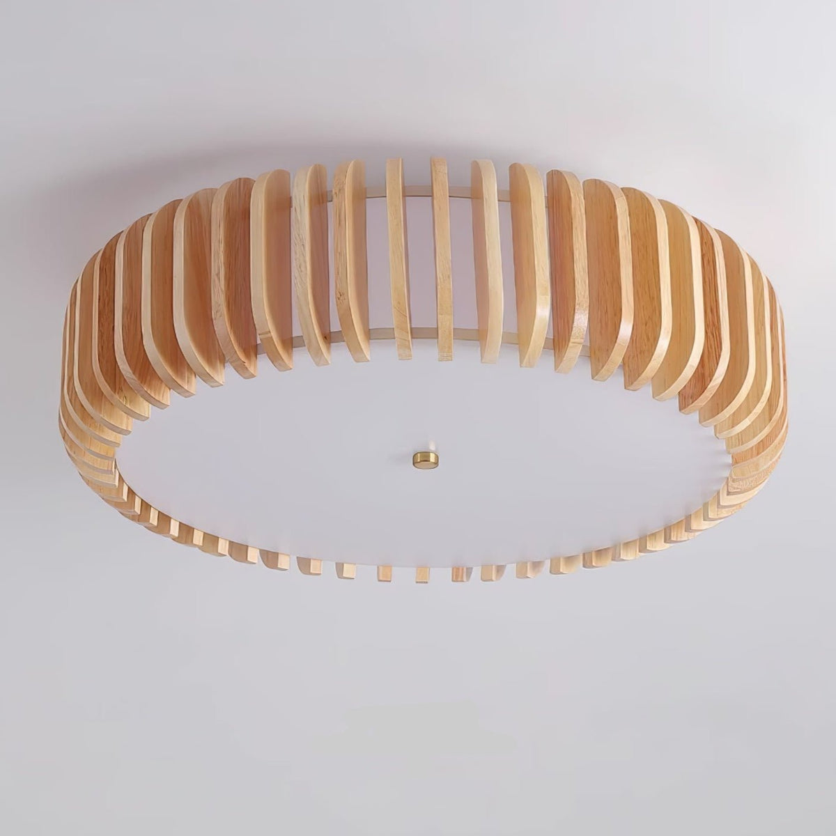 Oakflare Wood Slatted Ceiling Light – Modern Warm LED Flush Mount