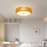 Oakflare Wood Slatted Ceiling Light – Modern Warm LED Flush Mount