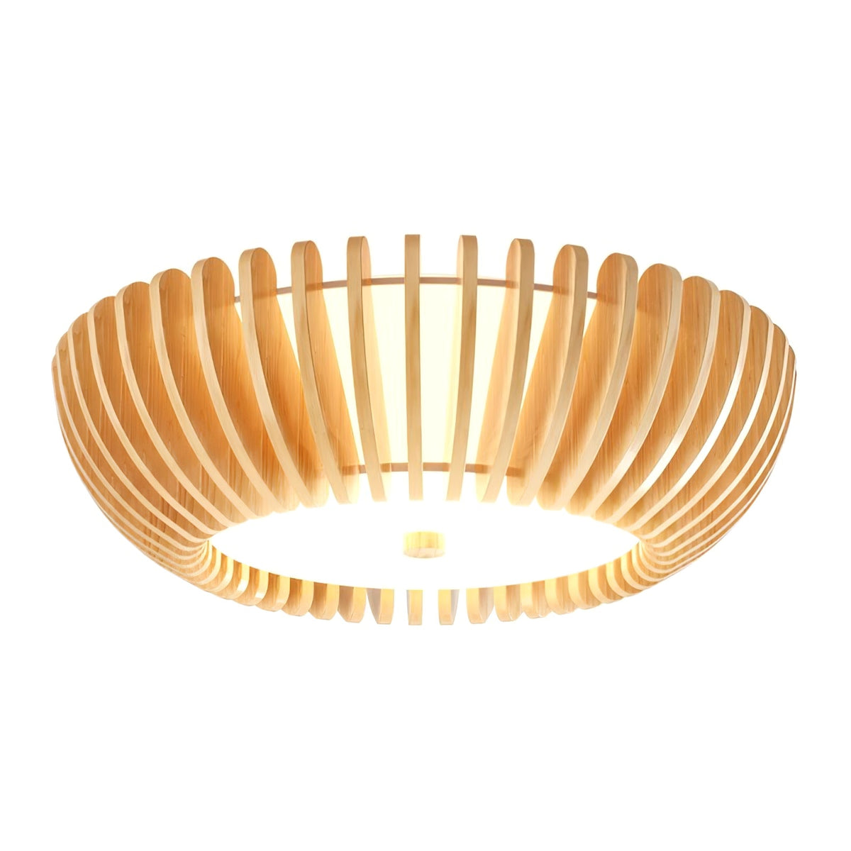 Oakflare Wood Slatted Ceiling Light – Modern Warm LED Flush Mount