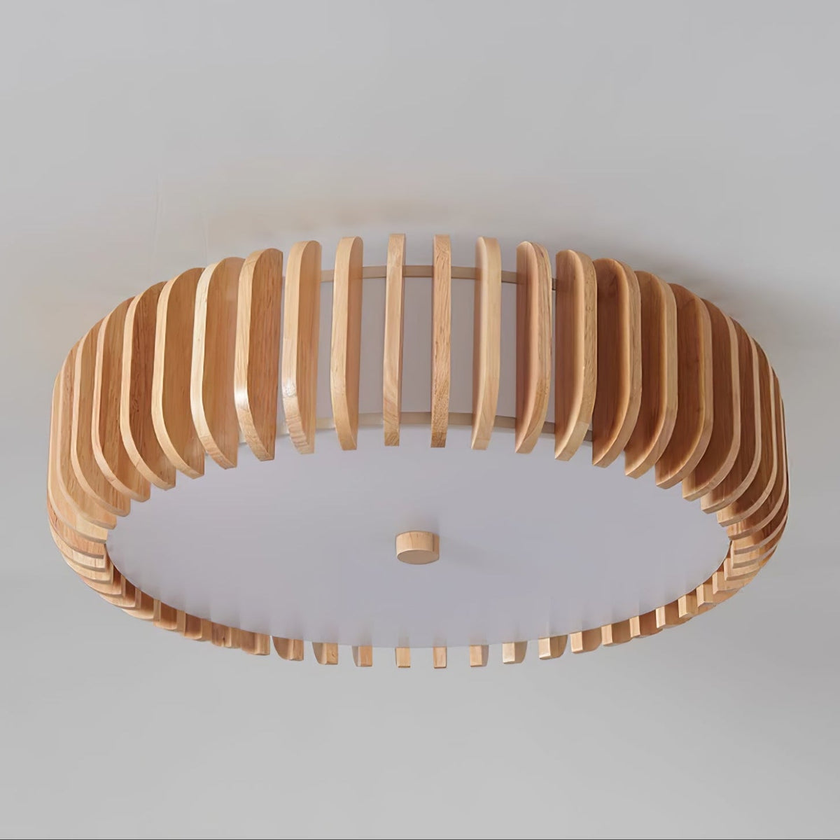 Oakflare Wood Slatted Ceiling Light – Modern Warm LED Flush Mount
