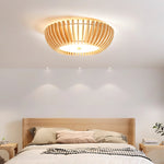 Oakflare Wood Slatted Ceiling Light – Modern Warm LED Flush Mount