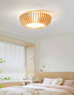 Oakflare Wood Slatted Ceiling Light – Modern Warm LED Flush Mount
