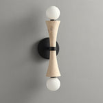 Obel Wall Sconce in Yellow Travertine with Opal Glass Globes