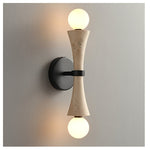 Obel Wall Sconce in Yellow Travertine with Opal Glass Globes