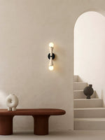 Obel Wall Sconce in Yellow Travertine with Opal Glass Globes