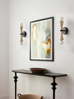Obel Wall Sconce in Yellow Travertine with Opal Glass Globes