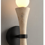 Obel Wall Sconce in Yellow Travertine with Opal Glass Globes
