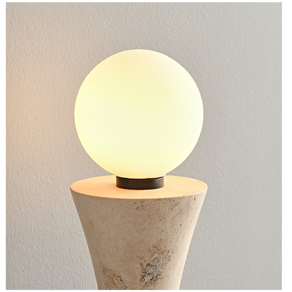 Obel Wall Sconce in Yellow Travertine with Opal Glass Globes