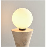 Obel Wall Sconce in Yellow Travertine with Opal Glass Globes