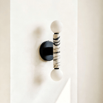 Obelisk Orb Wall Sconce in Marble and Opal Glass