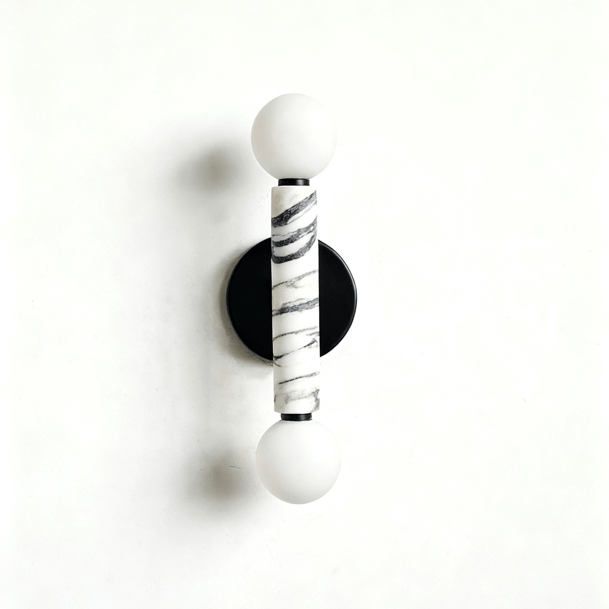 Obelisk Orb Wall Sconce in Marble and Opal Glass