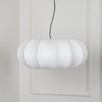 Oblate Silk Pendant Light – Modern Linen Shade Ceiling Lamp