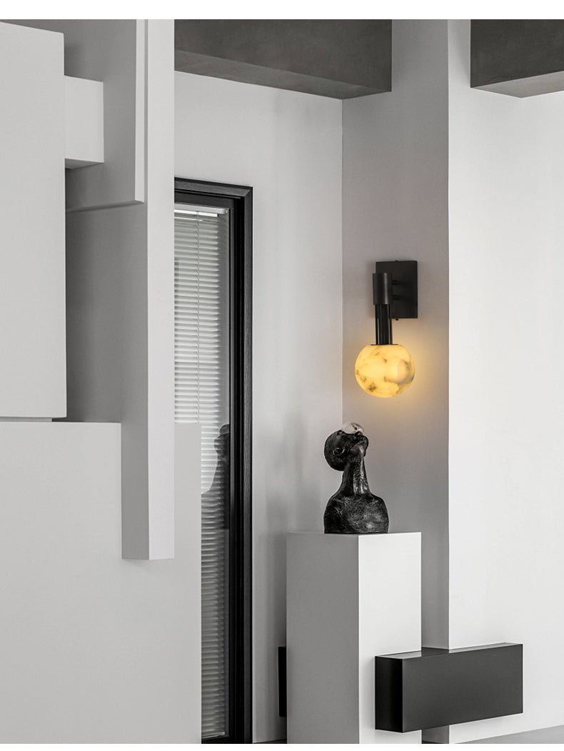 Obra Alabaster Globe Wall Sconce – Modern Bedroom & Living Room Lighting