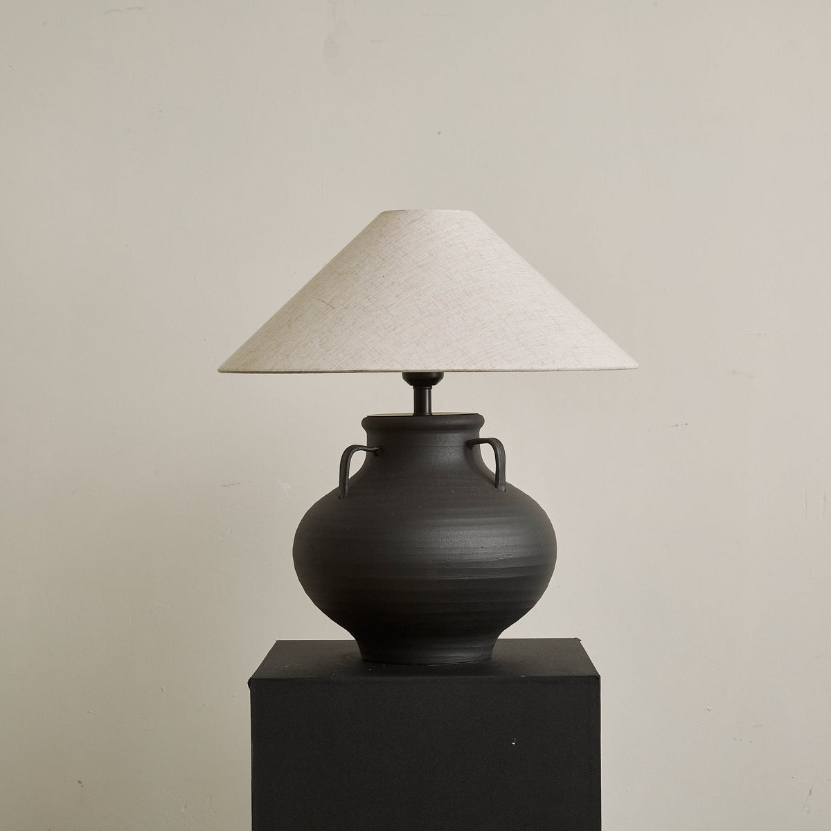 Obscura Ceramic Table Lamp with Fabric Shade for Modern Interiors