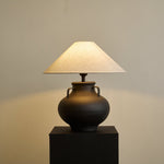 Obscura Ceramic Table Lamp with Fabric Shade for Modern Interiors