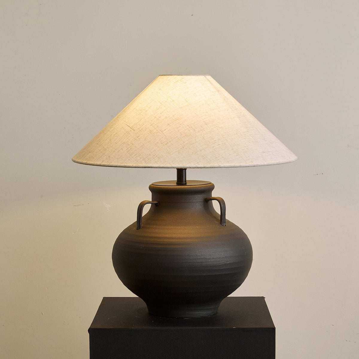 Obscura Ceramic Table Lamp with Fabric Shade for Modern Interiors