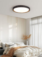 Obsidian Aura Ceiling Light in Black Travertine and Walnut