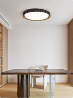 Obsidian Aura Ceiling Light in Black Travertine and Walnut