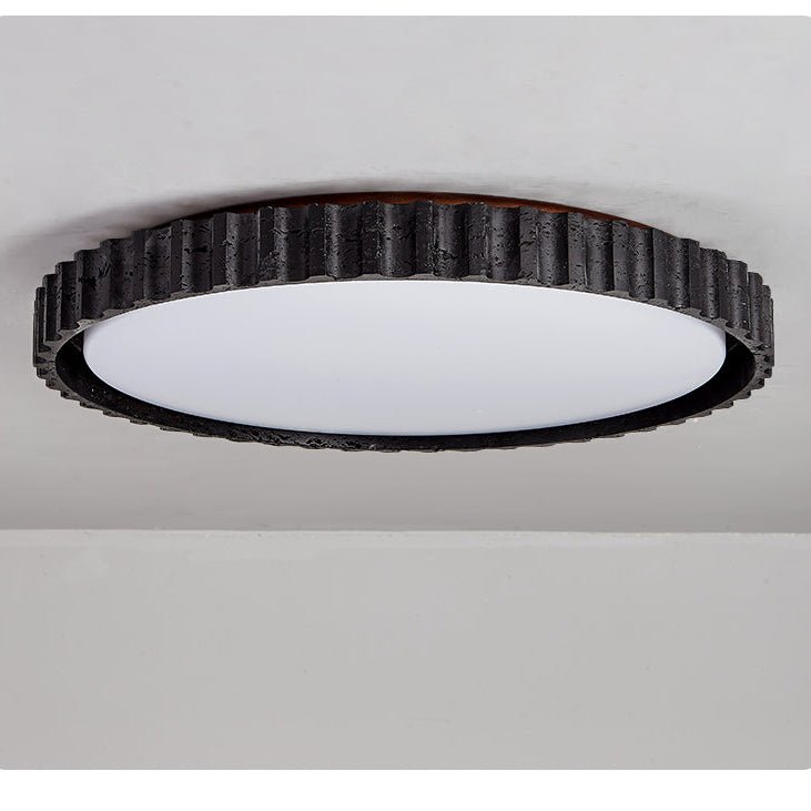 Obsidian Aura Ceiling Light in Black Travertine and Walnut