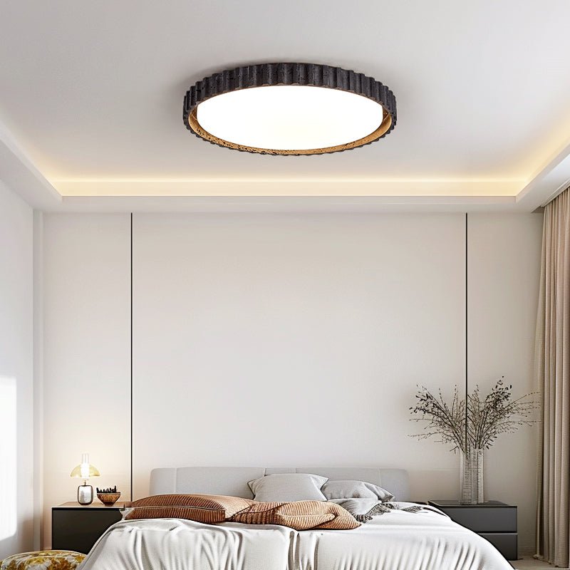 Obsidian Aura Ceiling Light in Black Travertine and Walnut