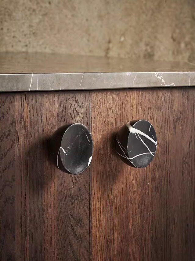Obsidian Core Marble Cabinet Pull Handle with Brass Core