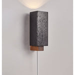 Obsidian Glow Wall Sconce — Black Travertine & Walnut Geometric Wall Light