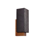 Obsidian Glow Wall Sconce — Black Travertine & Walnut Geometric Wall Light