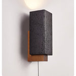 Obsidian Glow Wall Sconce — Black Travertine & Walnut Geometric Wall Light