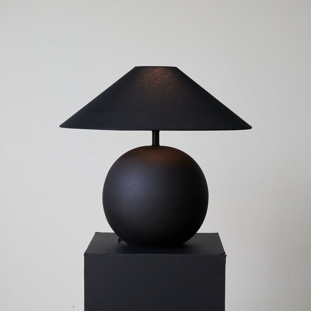 Obsidian Sphere Ceramic Table Lamp with Fabric Shade