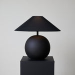 Obsidian Sphere Ceramic Table Lamp with Fabric Shade