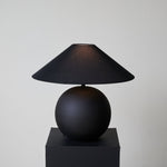 Obsidian Sphere Ceramic Table Lamp with Fabric Shade