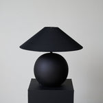 Obsidian Sphere Ceramic Table Lamp with Fabric Shade