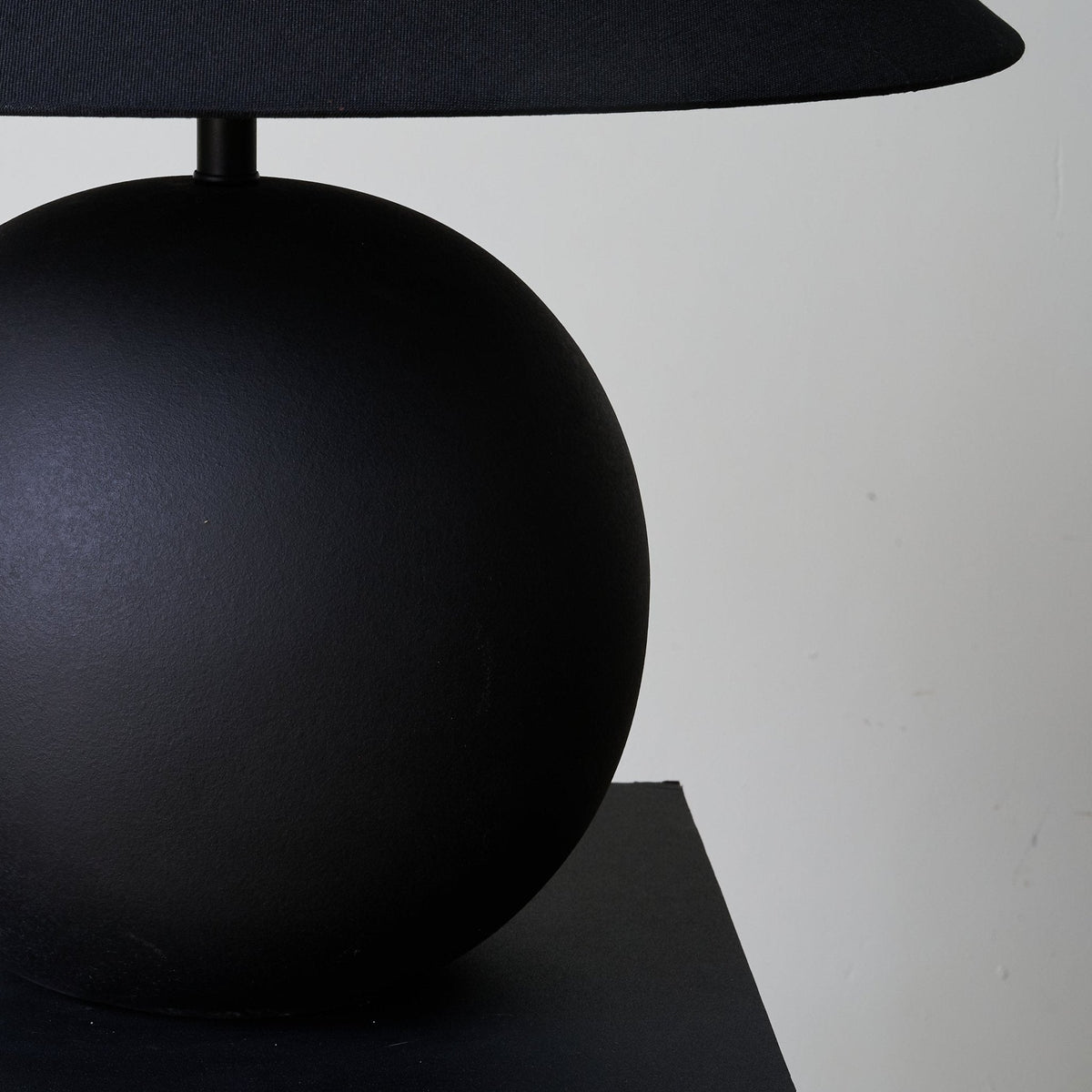 Obsidian Sphere Ceramic Table Lamp with Fabric Shade