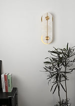 Obvara Alabaster Wall Sconce with Brass Accents