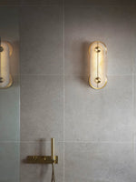Obvara Alabaster Wall Sconce with Brass Accents