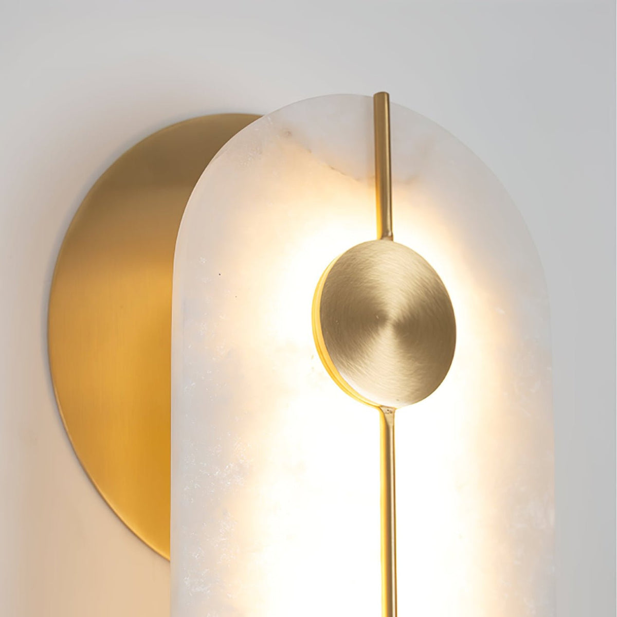 Obvara Alabaster Wall Sconce with Brass Accents