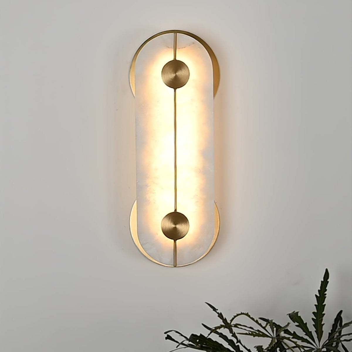 Obvara Alabaster Wall Sconce with Brass Accents
