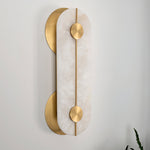 Obvara Alabaster Wall Sconce with Brass Accents