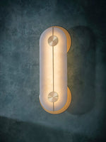 Obvara Alabaster Wall Sconce with Brass Accents