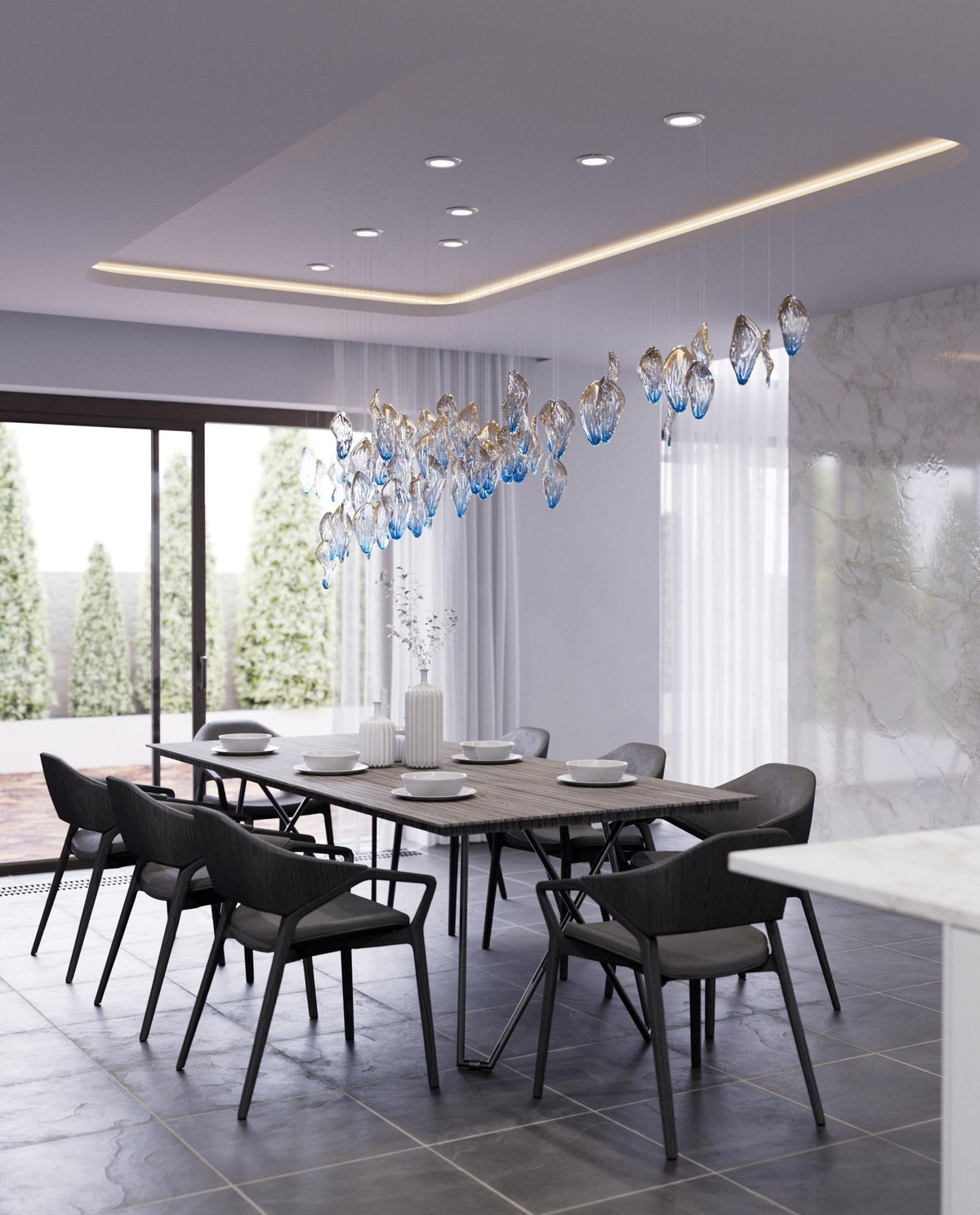 Ocean Drift Hand-Blown Glass Chandelier for Modern Interiors