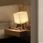 Octavia Sculptural Alabaster Table Lamp with Wooden Base