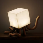Octavia Sculptural Alabaster Table Lamp with Wooden Base