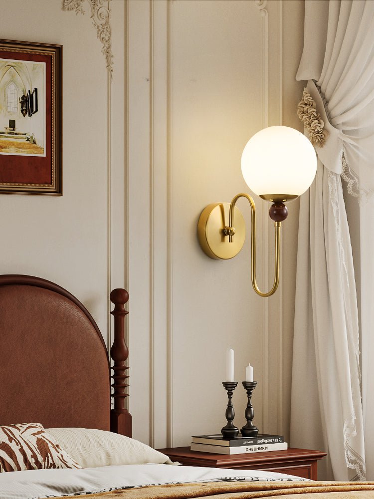 Odette Loop Wall Sconce – Modern Brass & Glass Wall Light for Bedroom, Living Room