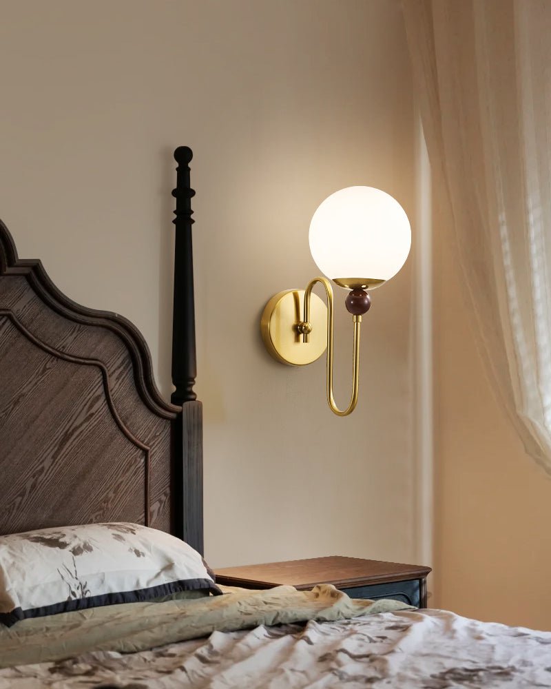 Odette Loop Wall Sconce – Modern Brass & Glass Wall Light for Bedroom, Living Room