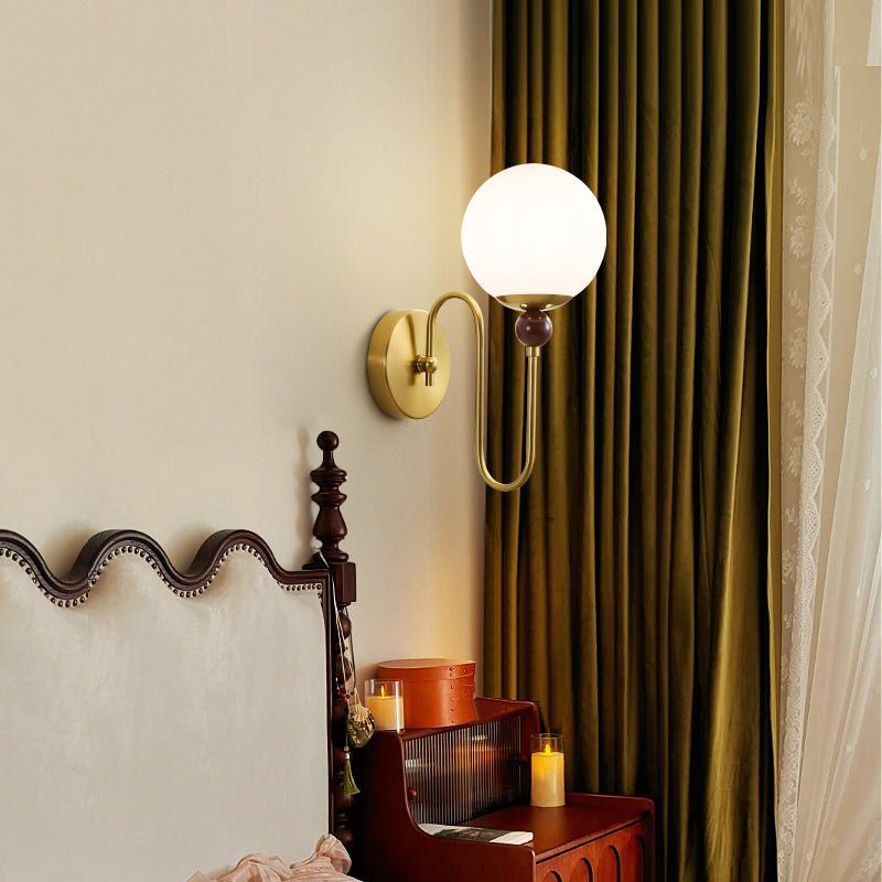 Odette Loop Wall Sconce – Modern Brass & Glass Wall Light for Bedroom, Living Room